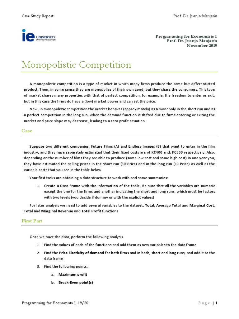 Monopolistic Competition Analysis | PDF | Monopoly | Long Run And Short Run