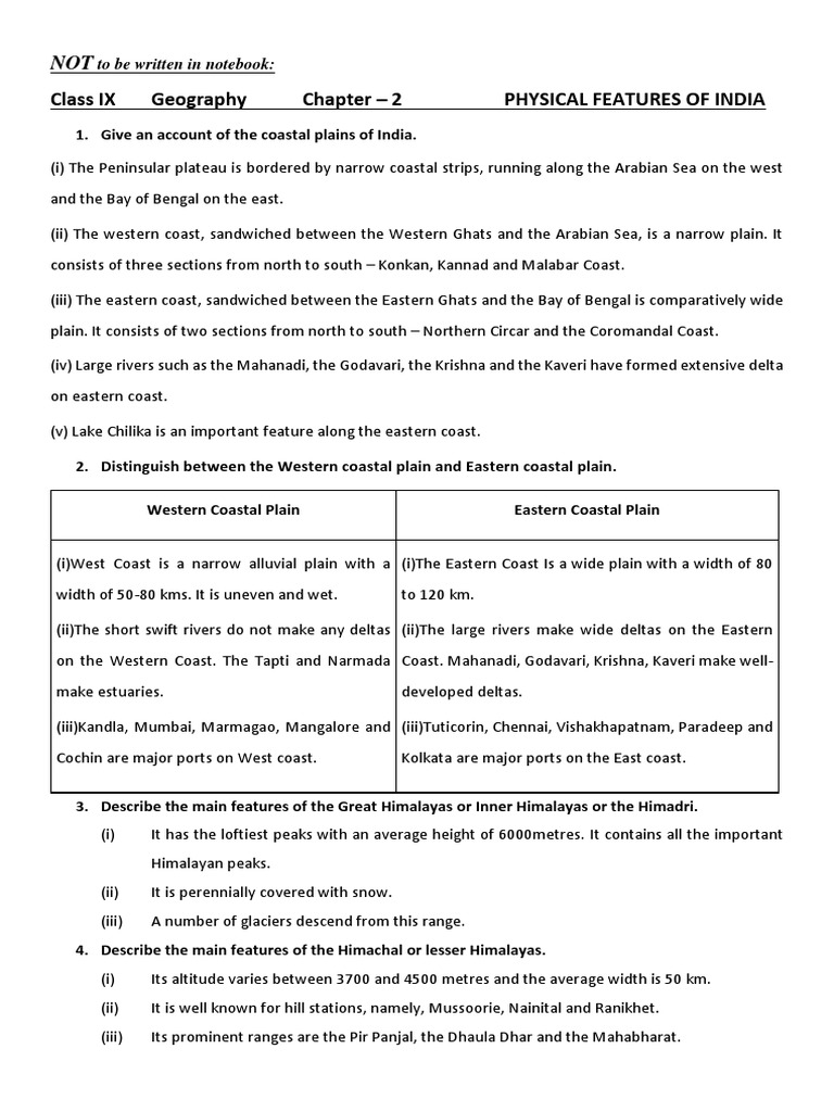Physical Features of India | PDF | Himalayas | Physiographic Divisions