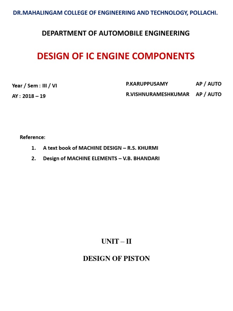 U2-Design of Piston | PDF | Piston | Cylinder (Engine)
