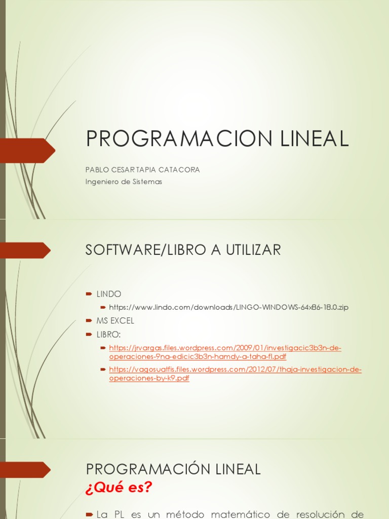 Introducción a la Programación Lineal | PDF | Programación lineal ...