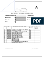 Project Progress Sheet