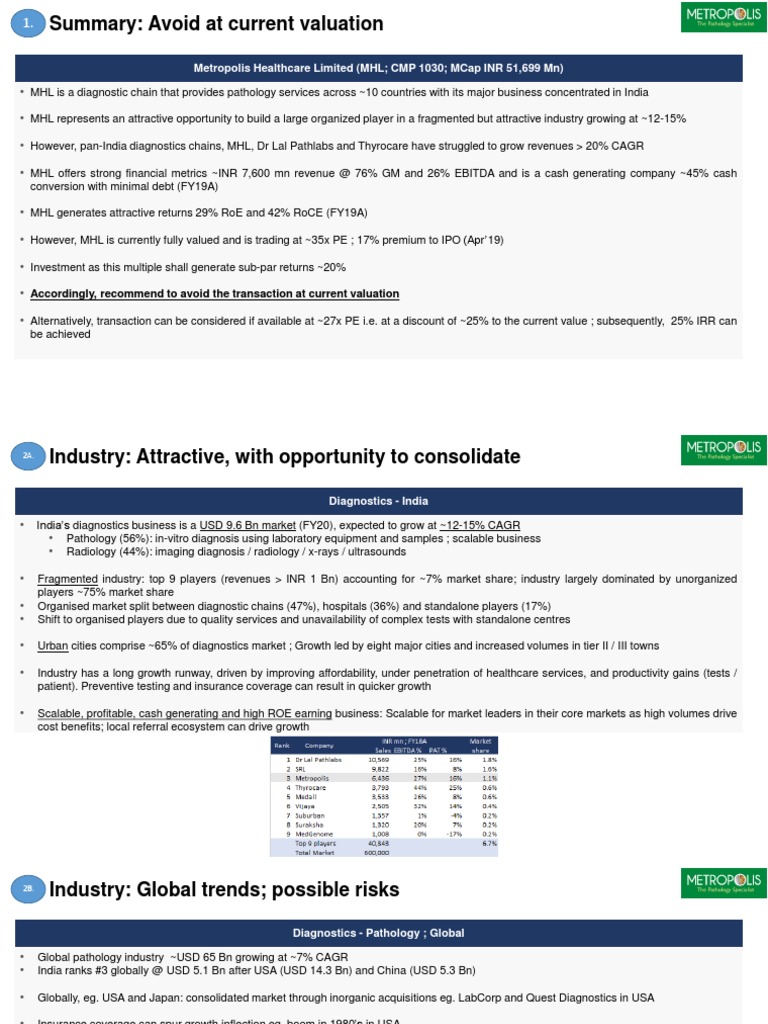 Metropolis Investment Note PDF Mergers And Acquisitions Medical
