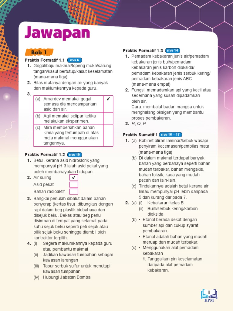 Jawapan Sains Tingkatan 2 Latihan Formatif 2.1