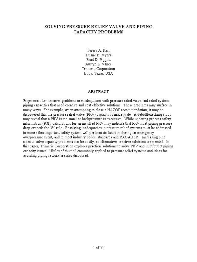 Solutions for PRV Capacity Issues | PDF | Valve | Flow Measurement