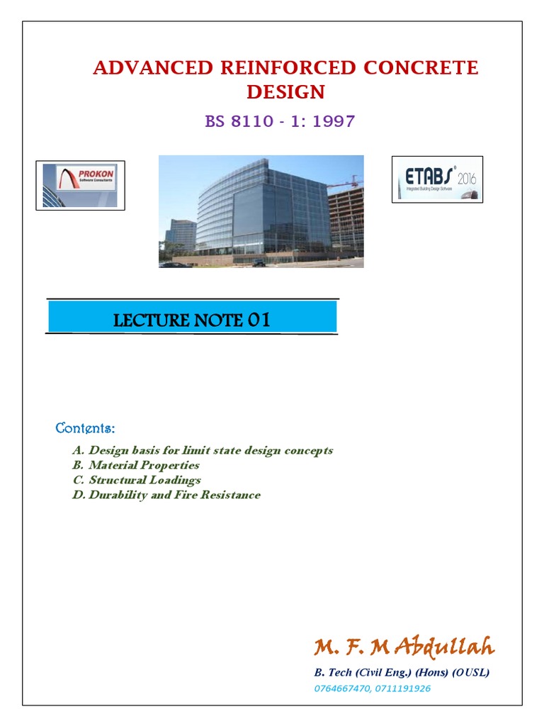 Lecture Note 01 Rcc Design Pdf Strength Of Materials Concrete