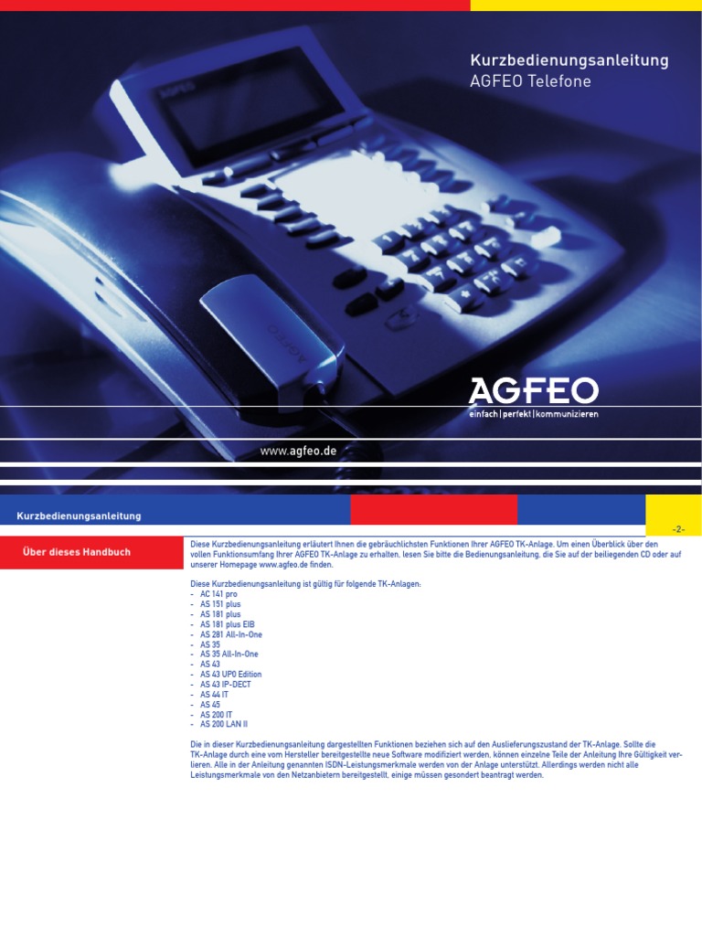 AGFEO AS45 Telefon Gesamt-Kurzanleitung | PDF