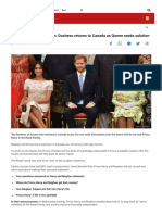 Prince Harry and Meghan Duchess Returns To Canada