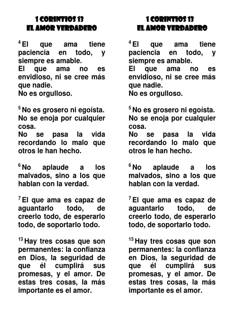 1 Corintios 13 | PDF | Relaciones personales, crianza y desarrollo personal, image size:768x1024