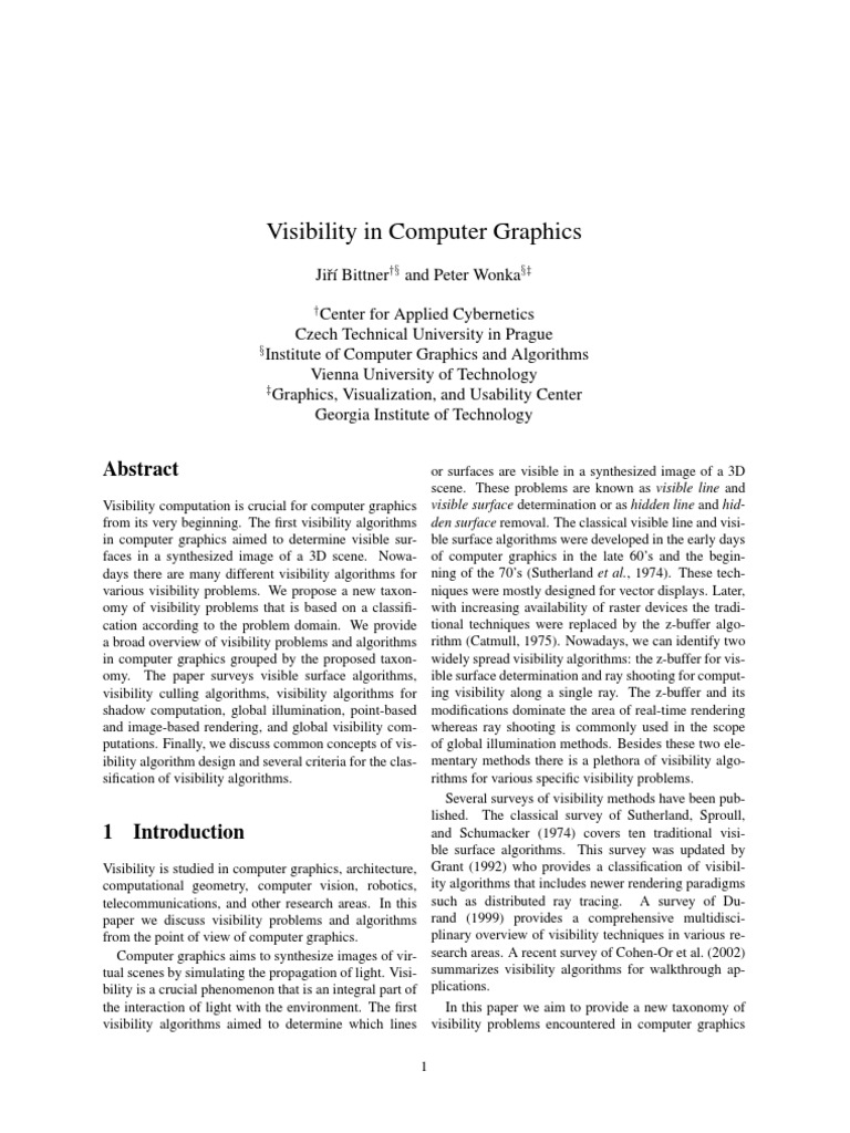 Visibility CG Paper | PDF | Rendering (Computer Graphics) | Shadow