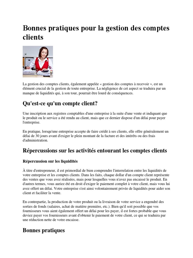 Bonnes pratiques de gestion des comptes clients | PDF | Facture | Sodles