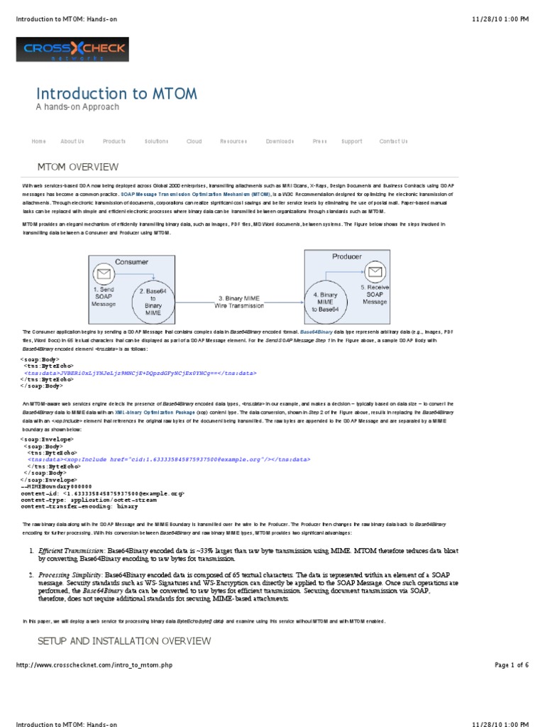 Introduction To MTOM A HandsOn Approach PDF Soap  Service