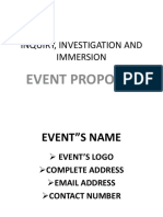 Inquiry, Investigation and Immersion PPT Proposal
