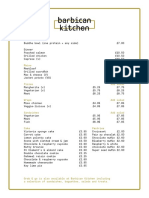 Barbican Kitchen - Sample Menu - 2017