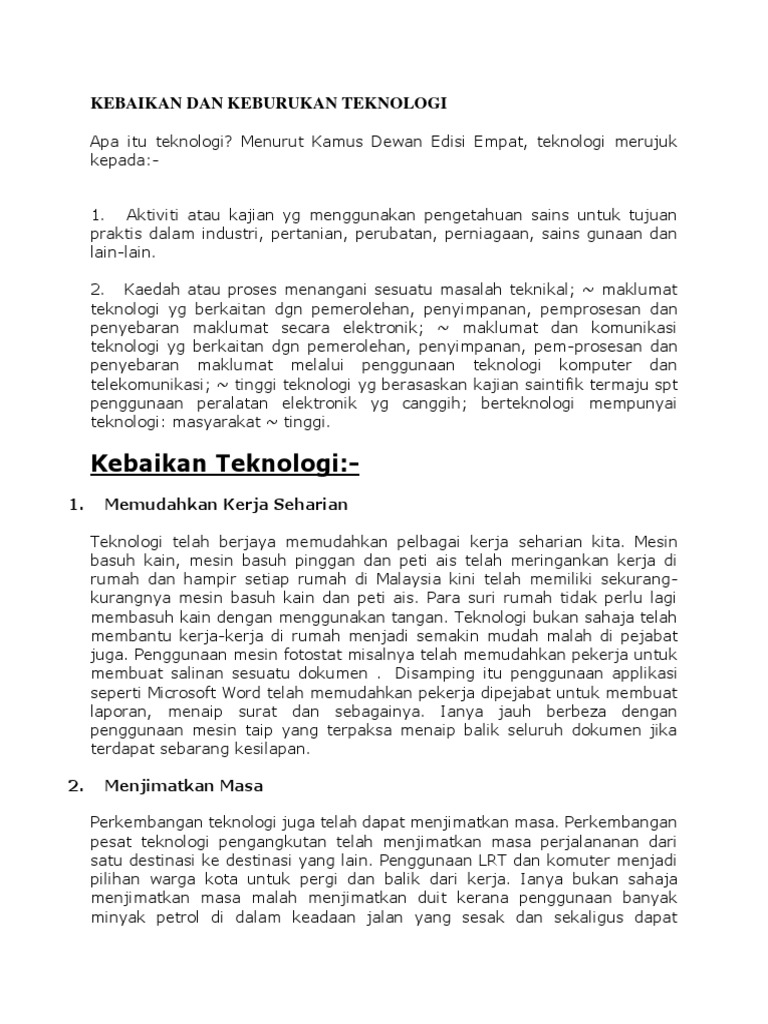 Kebaikan Dan Keburukan Teknologi Pdf