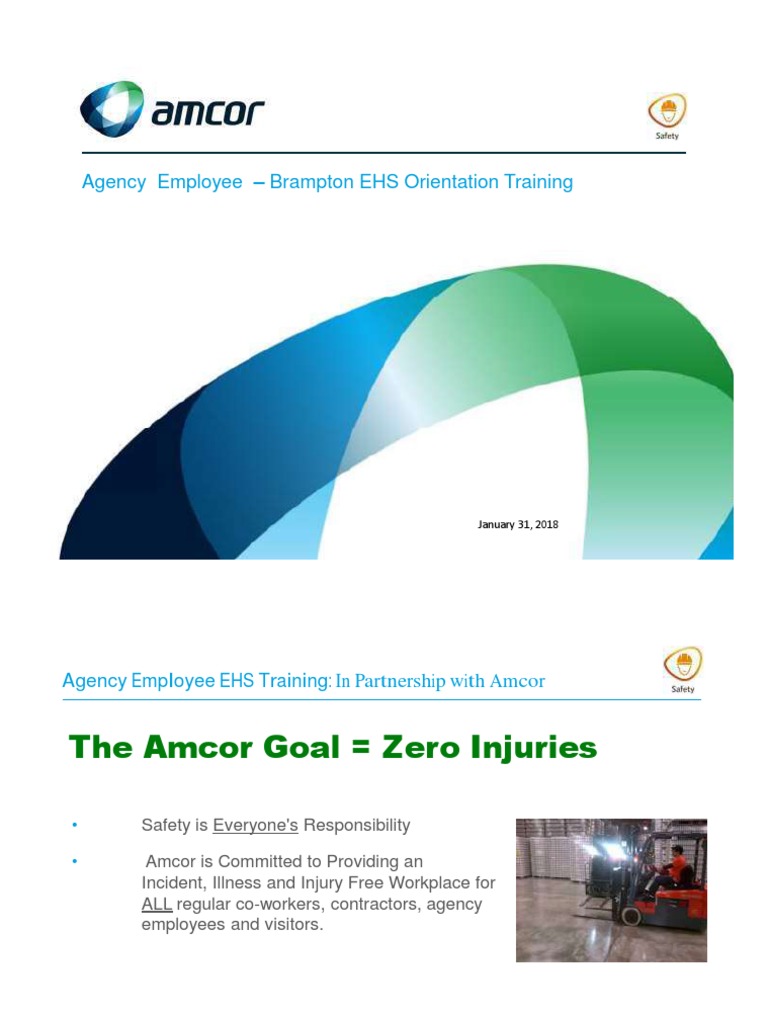 Amcor Agency Employee Safety Training | PDF | Personal Protective ...