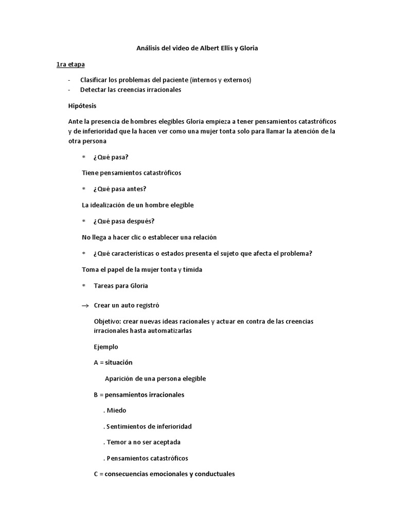 Análisis Del Video de Albert Ellis y Gloria PDF