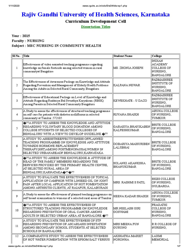 research problem statement in nursing