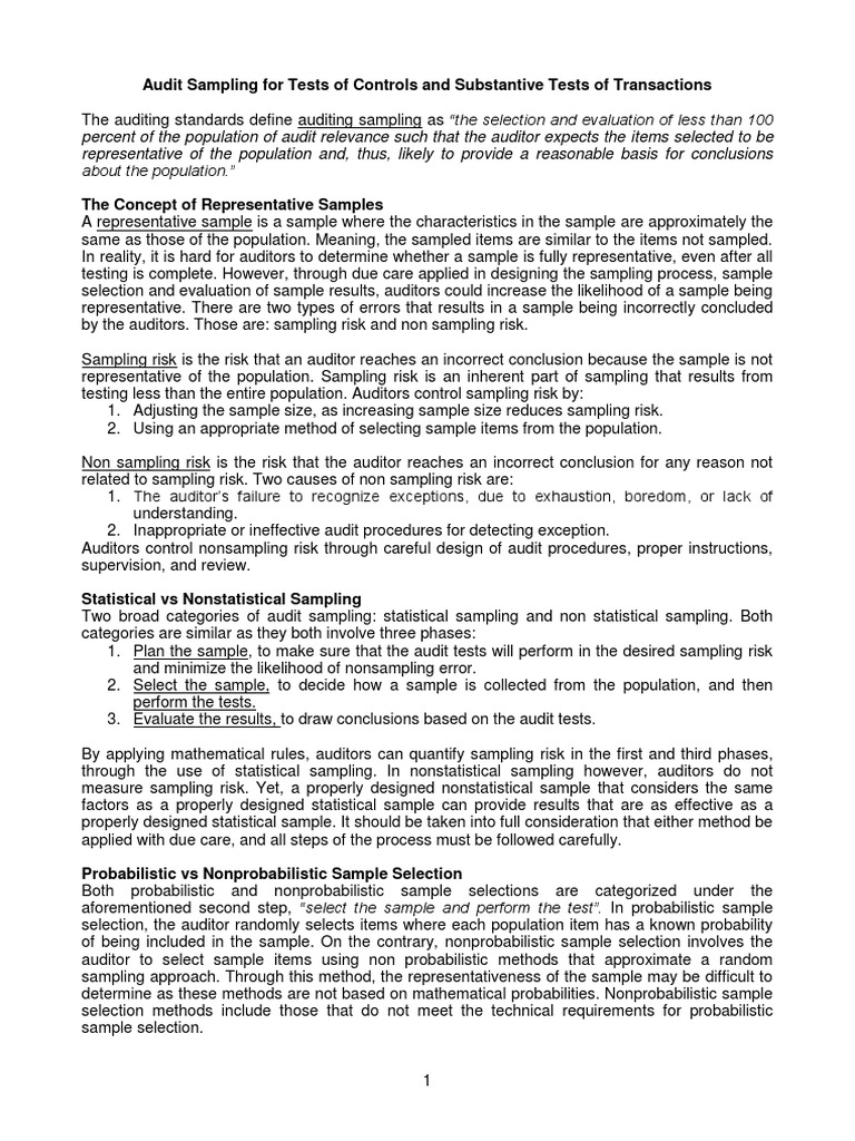 Summary CH 15 - Audit Sampling | PDF | Sampling (Statistics) | Randomness