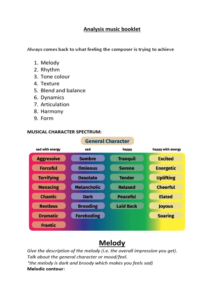 Music Analysis: Melody and Texture Guide | PDF | Harmony | Musical ...
