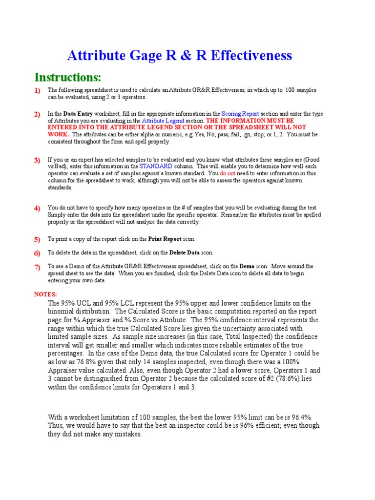Assessing Attribute Gage R&R Effectiveness An Analysis of Consistency