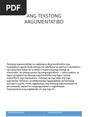 Ang Tekstong Argumentatibo Pdf