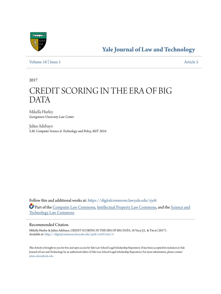 Credit Scoring In The Era Of Big Data Pdf Credit History Credit Score