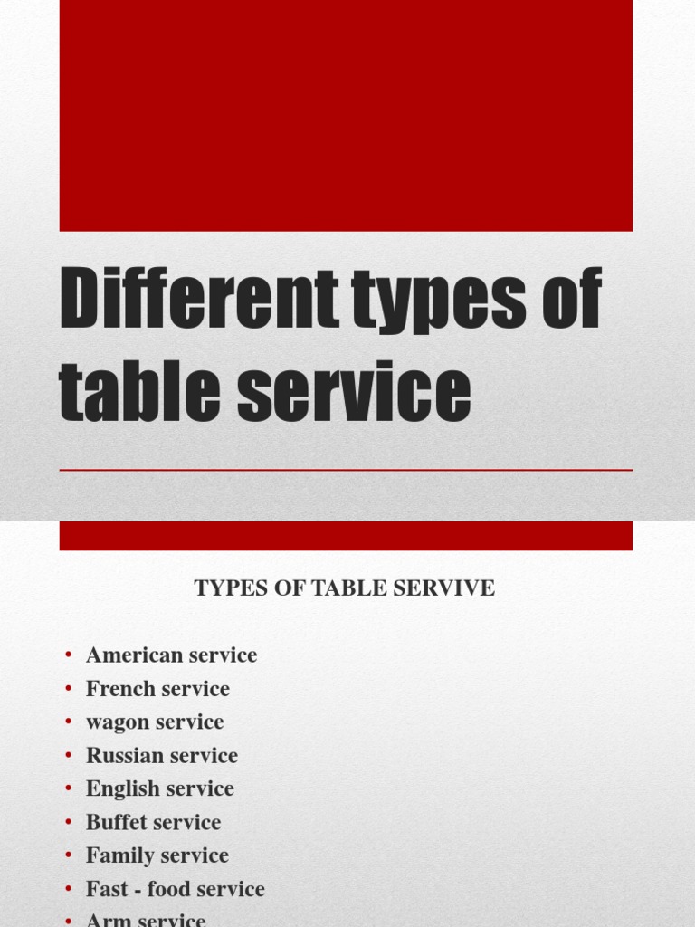 Overview of Table Service Types | PDF | Tableware | Foodservice