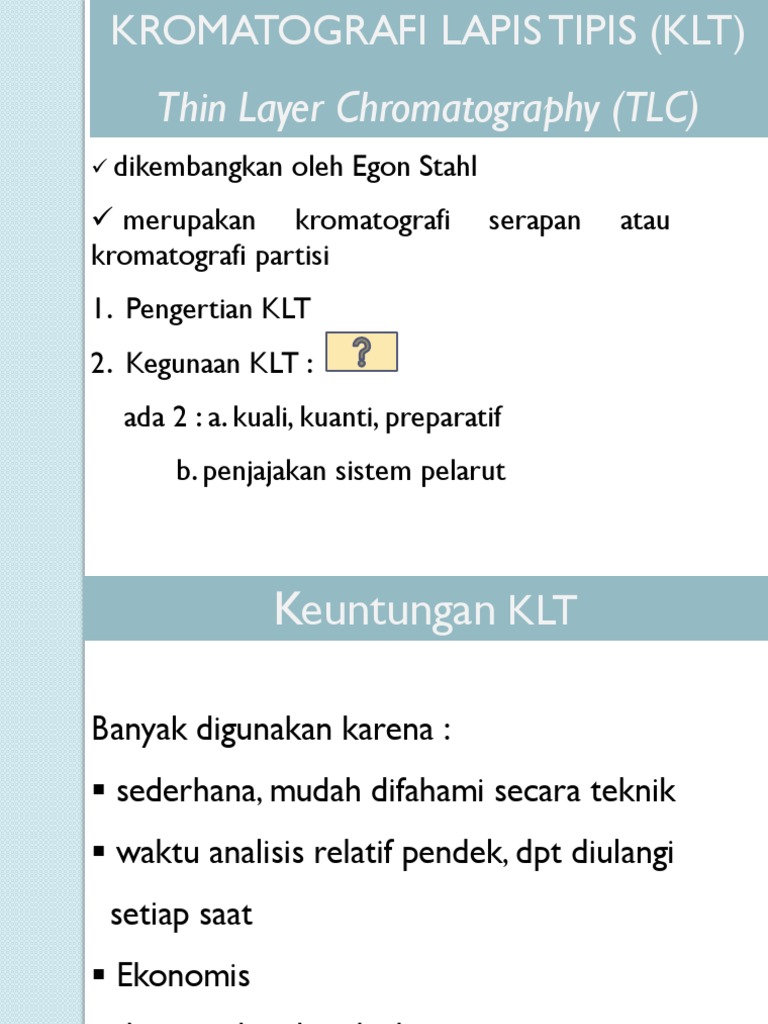 Panduan Kromatografi Lapis Tipis (KLT) | PDF