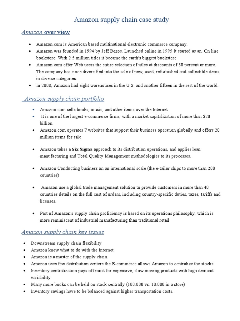 Amazon Supply Chain Case Study
