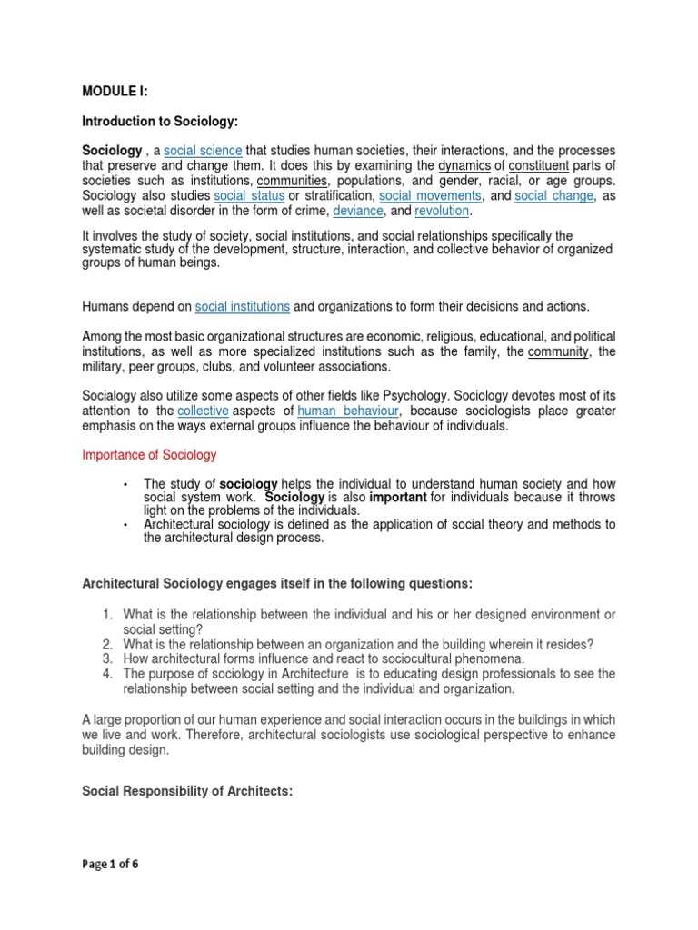 Sociology Module I Pdf Sociology Community