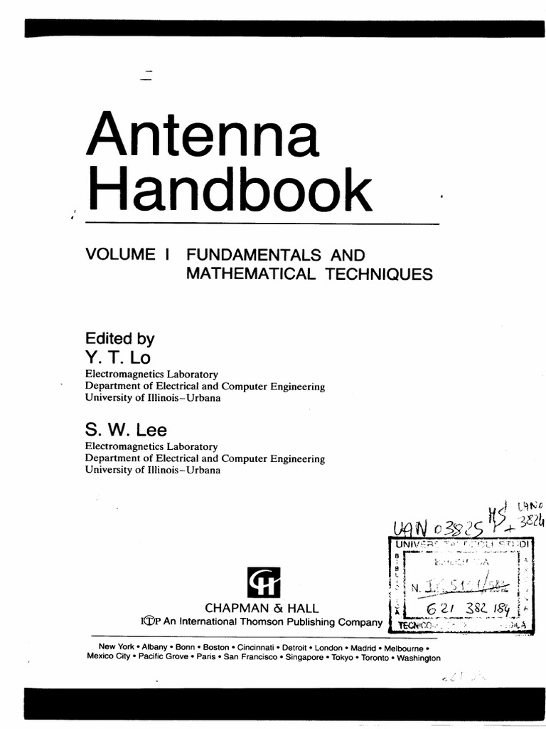 Antenna Handbook Fundamentals and Mathematical Techniques PDF PDF