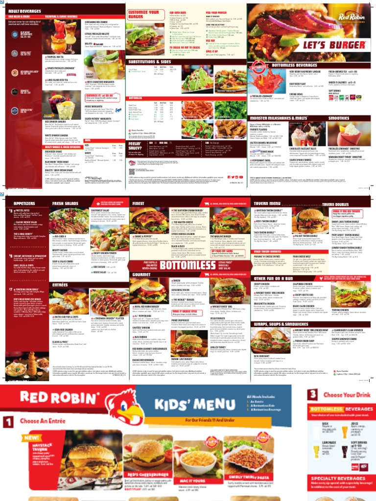 T1 Red Robin Menu PDF PDF Milkshake Lemonade