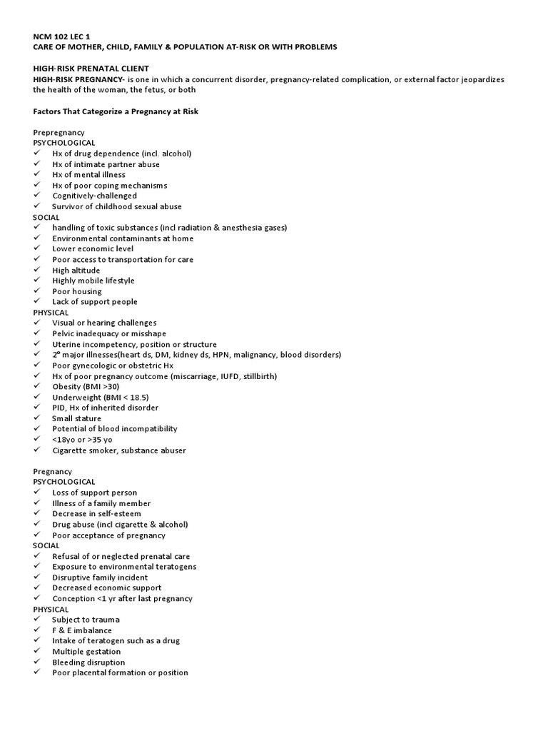 High-Risk Pregnancy Care Guidelines | PDF | Miscarriage | Anemia