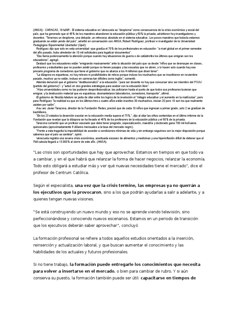 Educacion en Tiempos de Crisis | PDF | Conocimiento | Sociedad