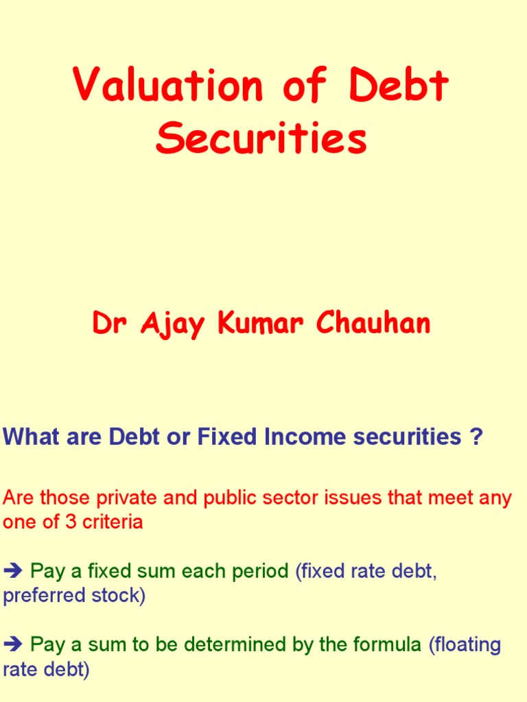 Debt Securities Valuation Overview | PDF | Bonds (Finance) | Yield ...