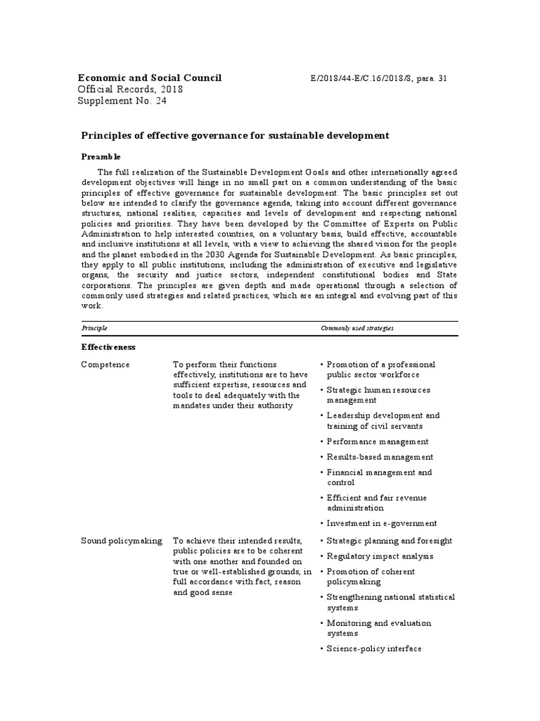 Principles of Governance for Sustainability | PDF | Governance ...
