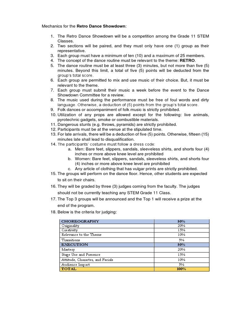 Retro Dance Showdown Mechanics | PDF | Dances | Performing Arts