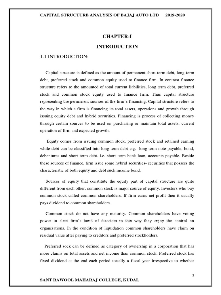 INTRODUCTION | PDF | Capital Structure | Financial Capital
