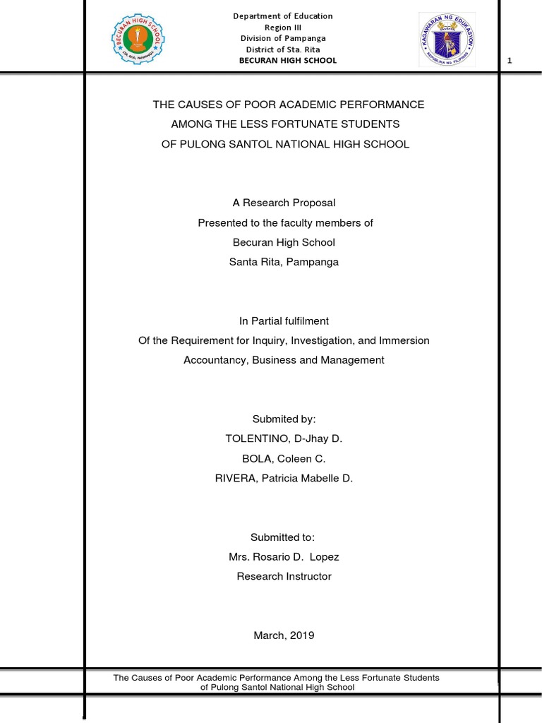 Causes of Poor Academic Performance at PSNHS | PDF | Survey Methodology ...