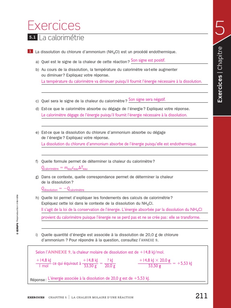 Option Science Physique Secondaire 5 Corrigé Pdf Os Chimie Corrige ch5 | PDF | Transfert thermique | Carbone