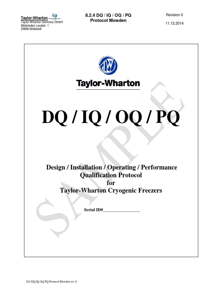 824 DQ IQ OQ PQ Protocol Mowden Rev 0 PDF Verification And