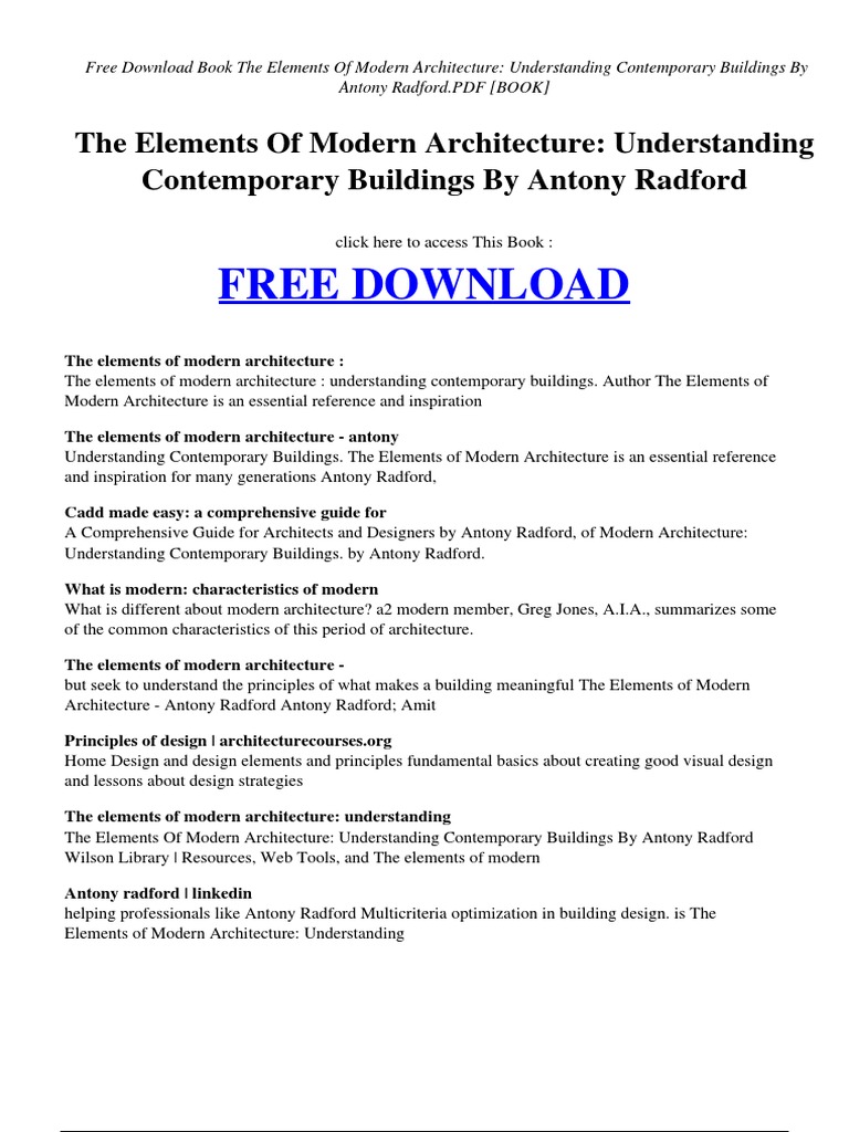 Elements of Modern Architecture PDF | PDF | Modernism | Design