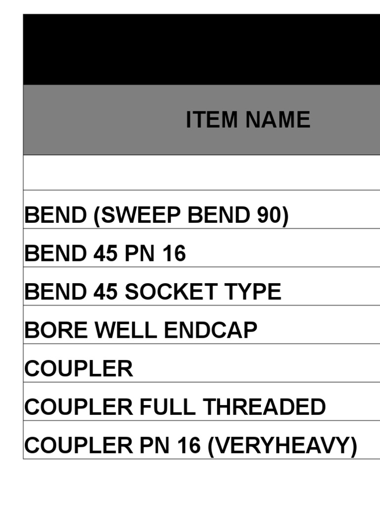 Star PVC Fitting List Yes 11111 PDF Environmental Engineering