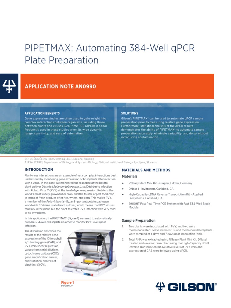 Gilson PIPETMAX QPCR Automating384wellqPCRPlatePreparation AN099001 PDF Real Time