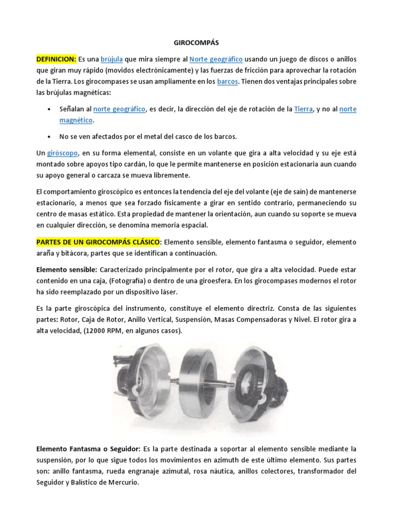 Funcionamiento del Girocompás en Barcos | PDF | Giroscopio | Rotación