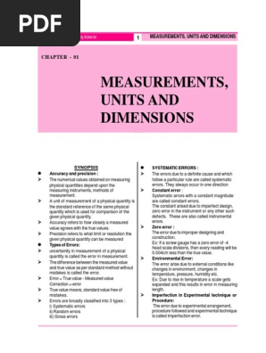 01 Measurements Units And Dimensions Observational Error Accuracy And Precision
