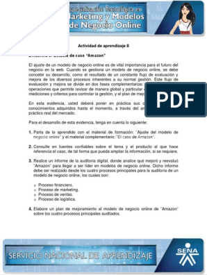 Evidencia 5 Estudio de Caso Amazon PDF | PDF | Modelo de negocio |  Evaluación