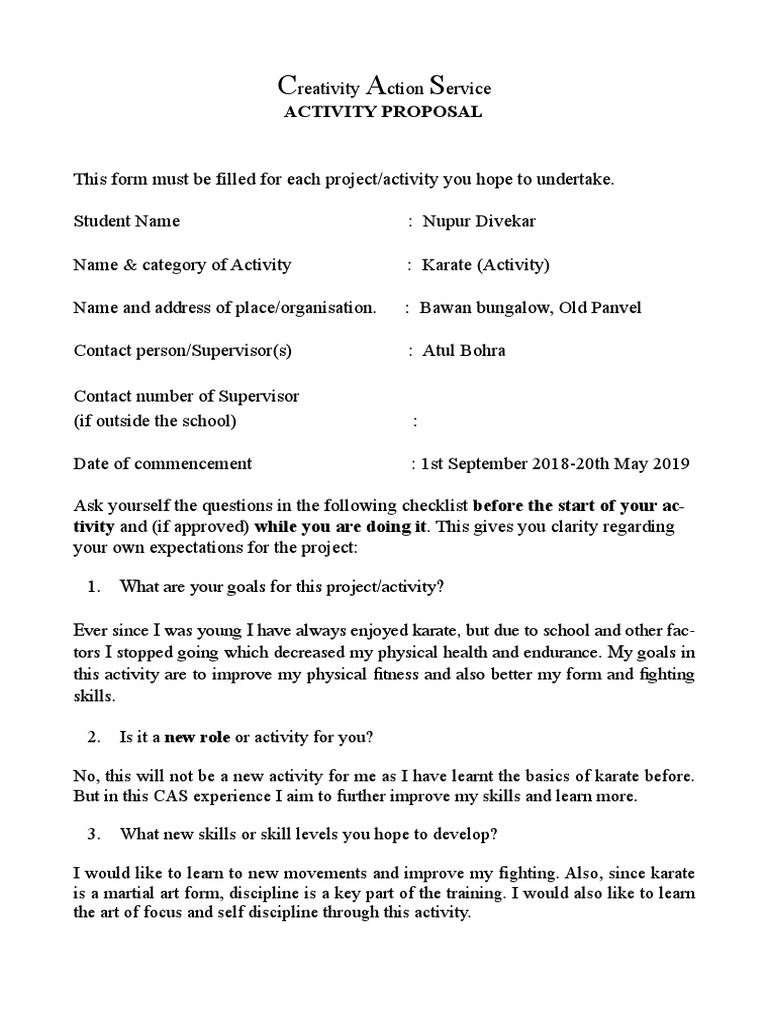 Karate Proposal Pdf Karate Learning
