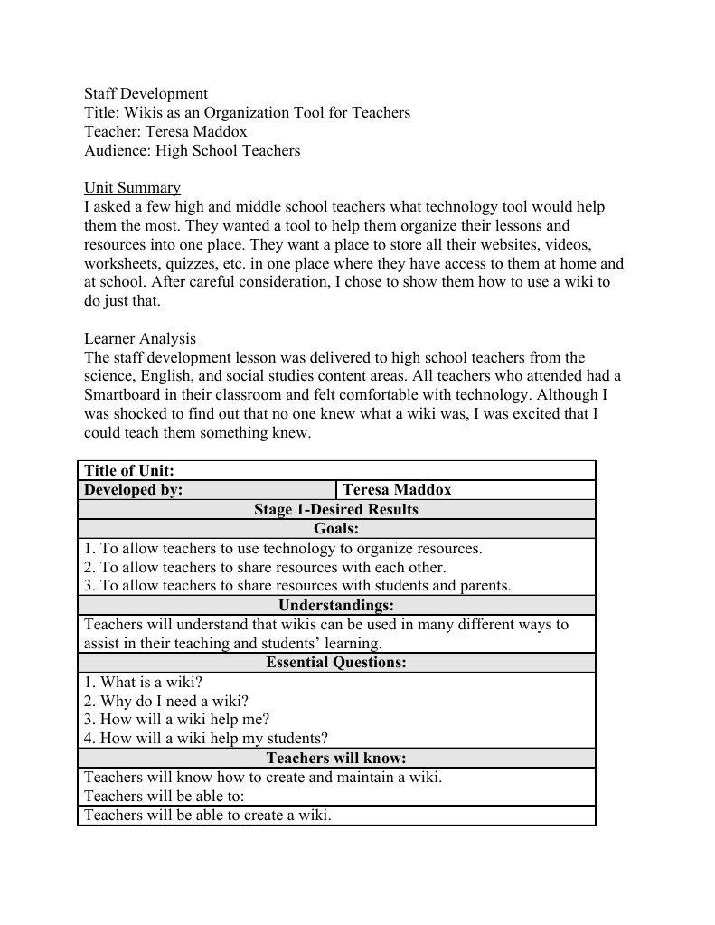 Staff Development PDF Wiki Teachers