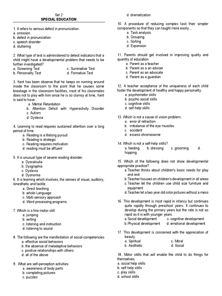 Special Education Assessment Techniques | PDF | Intellectual Disability ...